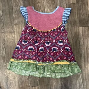 MATILDA JANE SLEEVELESS SHIRT SIZE 4 Purple Green Girls dress patchwork